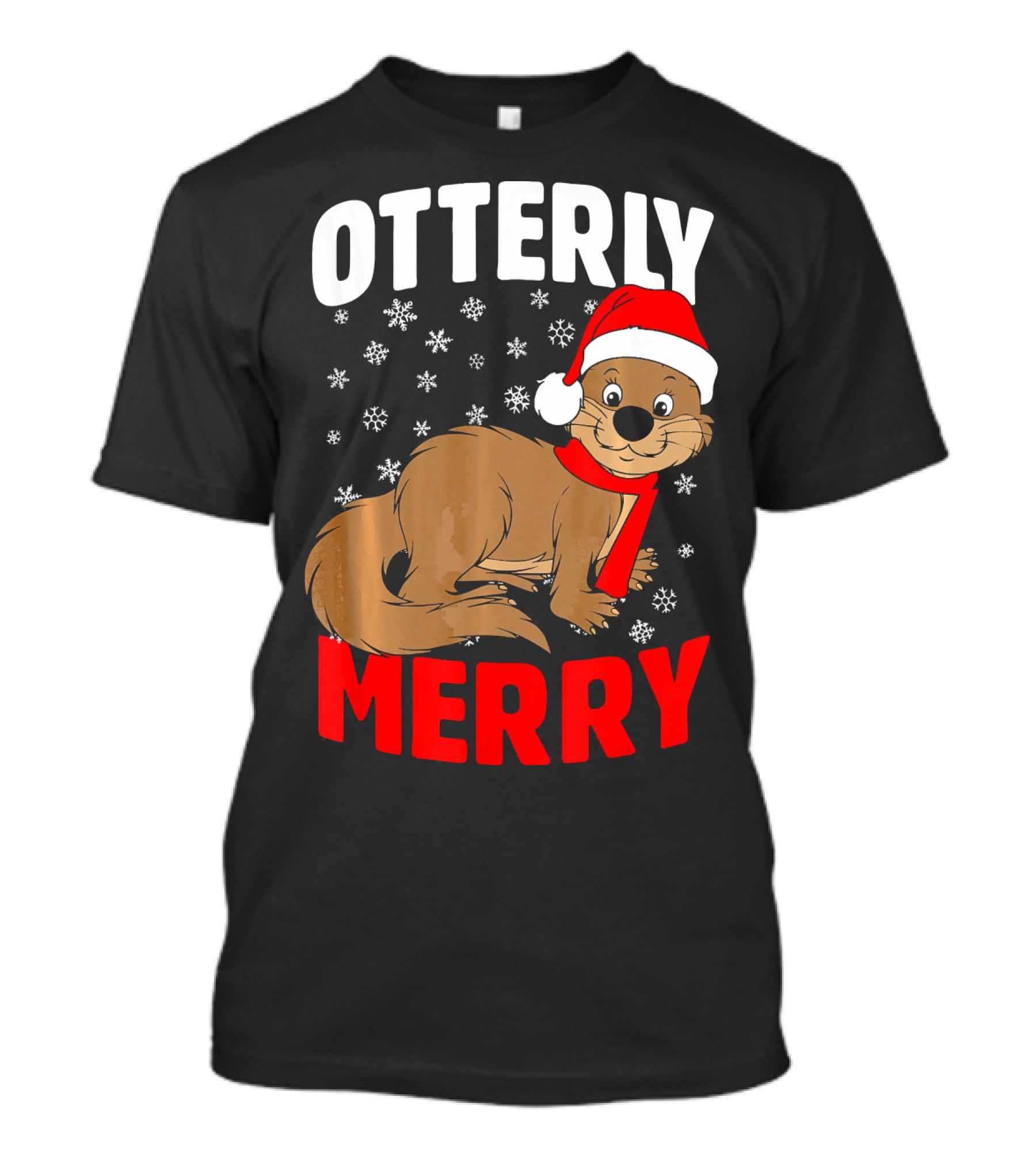 Otterly Merry Funny Ugly Christmas Sea River Otter T-Shirt