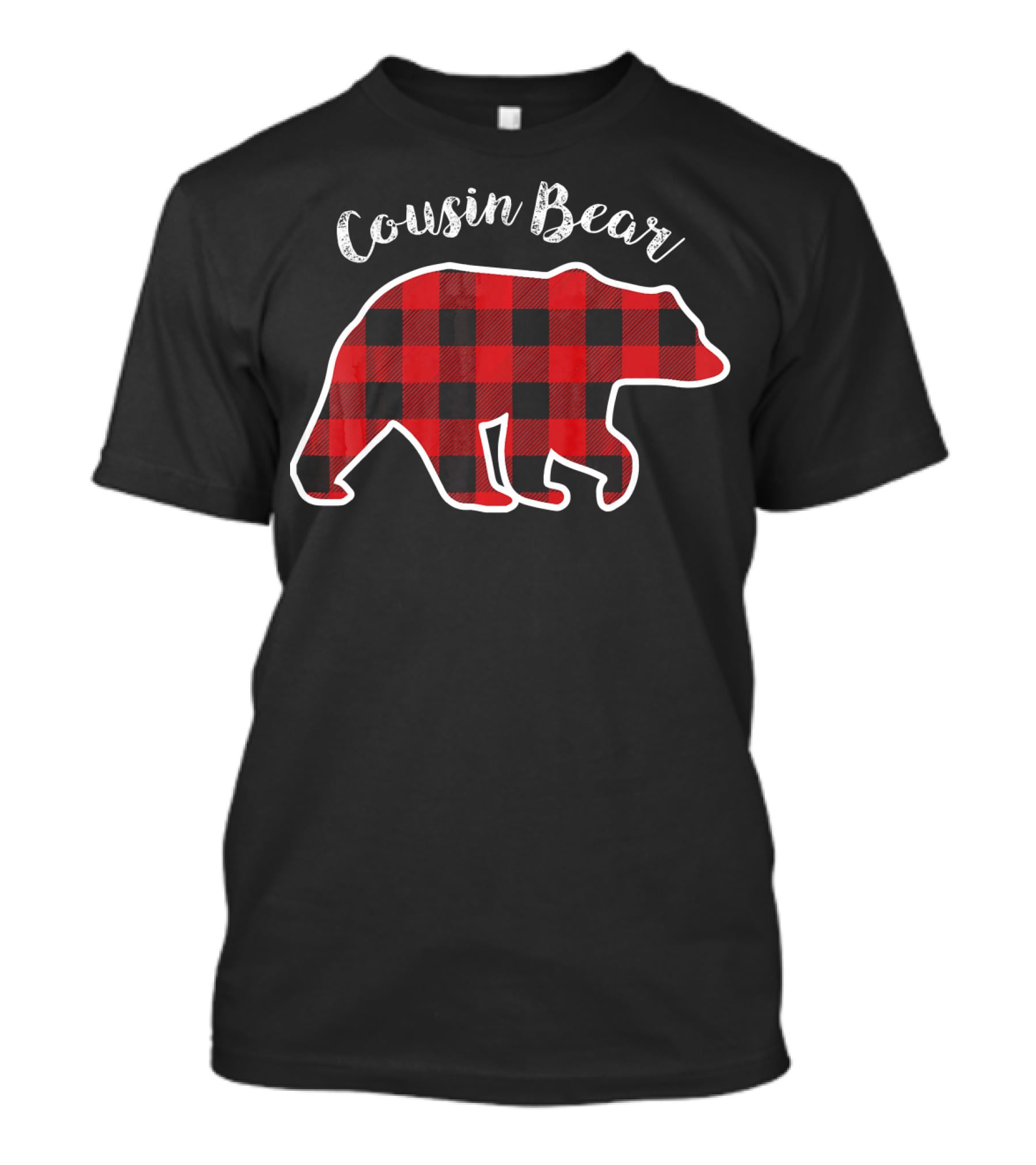 Cousin Bear Red Plaid Kids T-Shirt