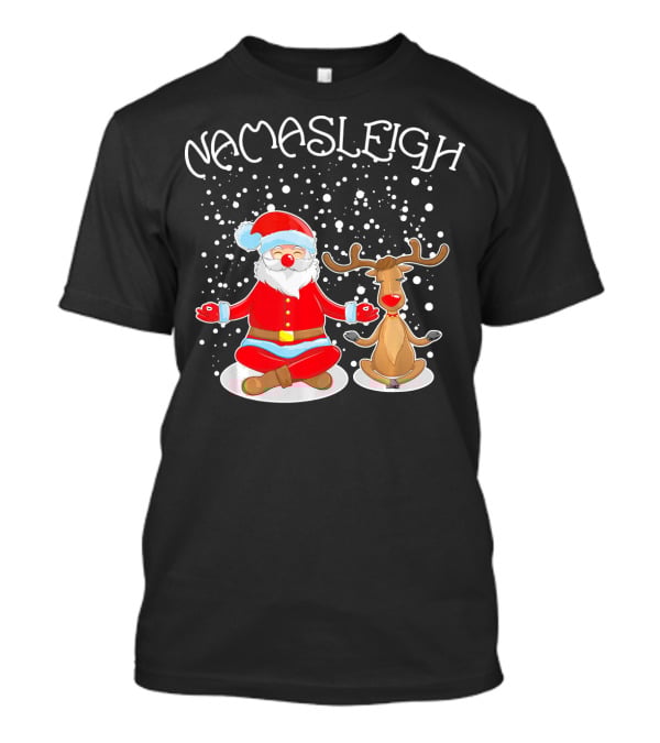 NamaSleigh Meditating Santa Rudolph Snowflakes T-Shirt