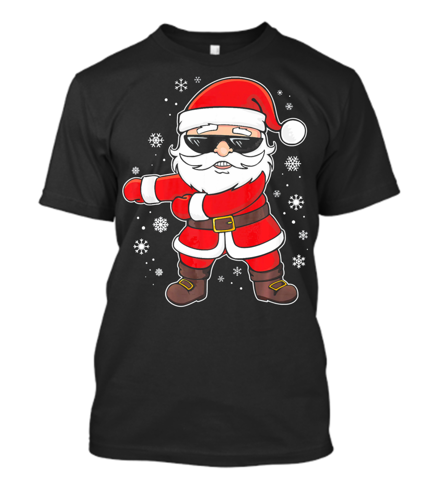 Santa Floss Dance With Snowflakes And Sunglasses T-Shirt