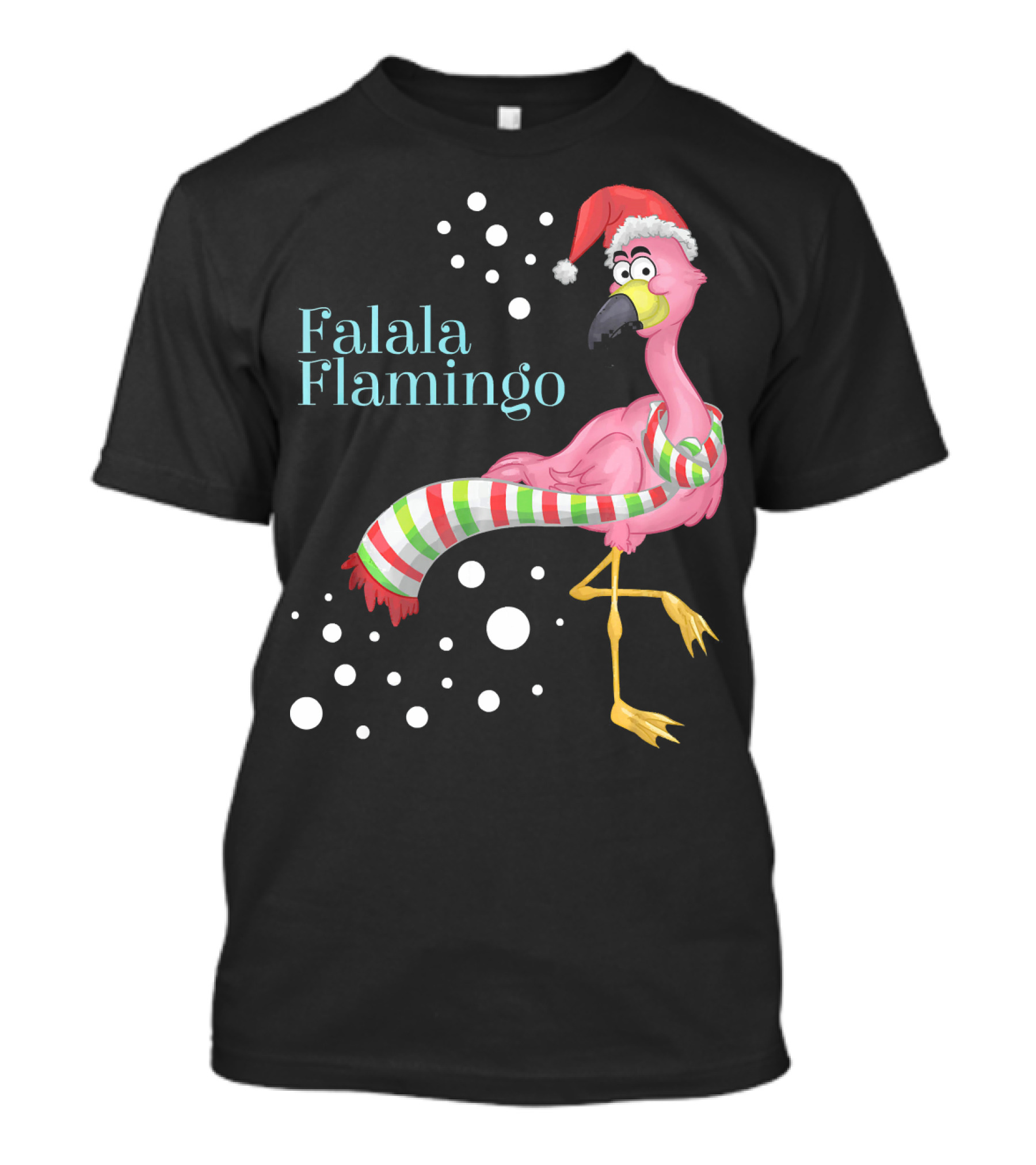 Falala Flamingo Santa Hat Christmas Holiday T-Shirt