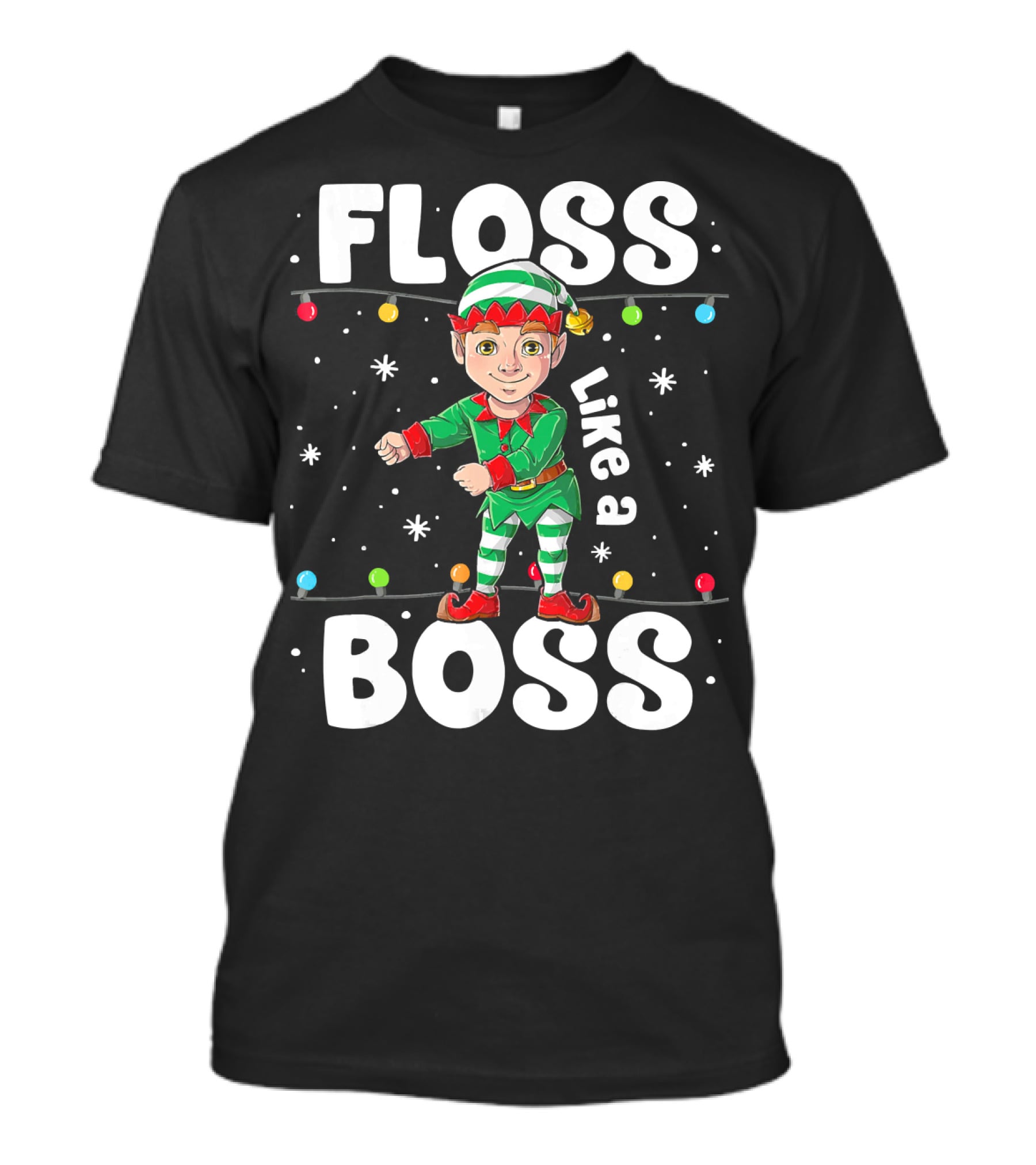Floss Like A Boss Elf Dance Christmas Lights T-Shirt