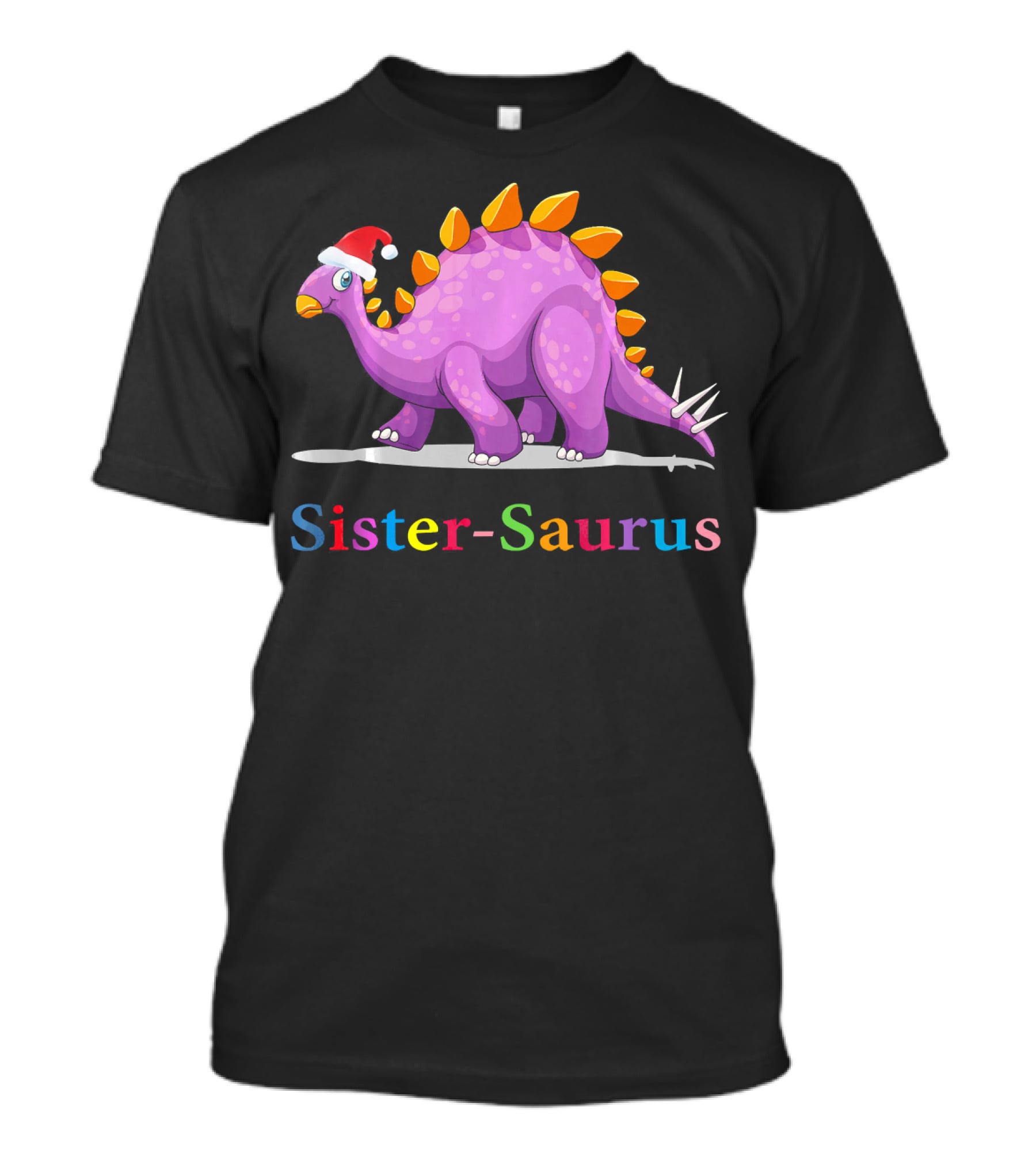 Sister-Saurus Dinosaur With Santa Hat T-Shirt