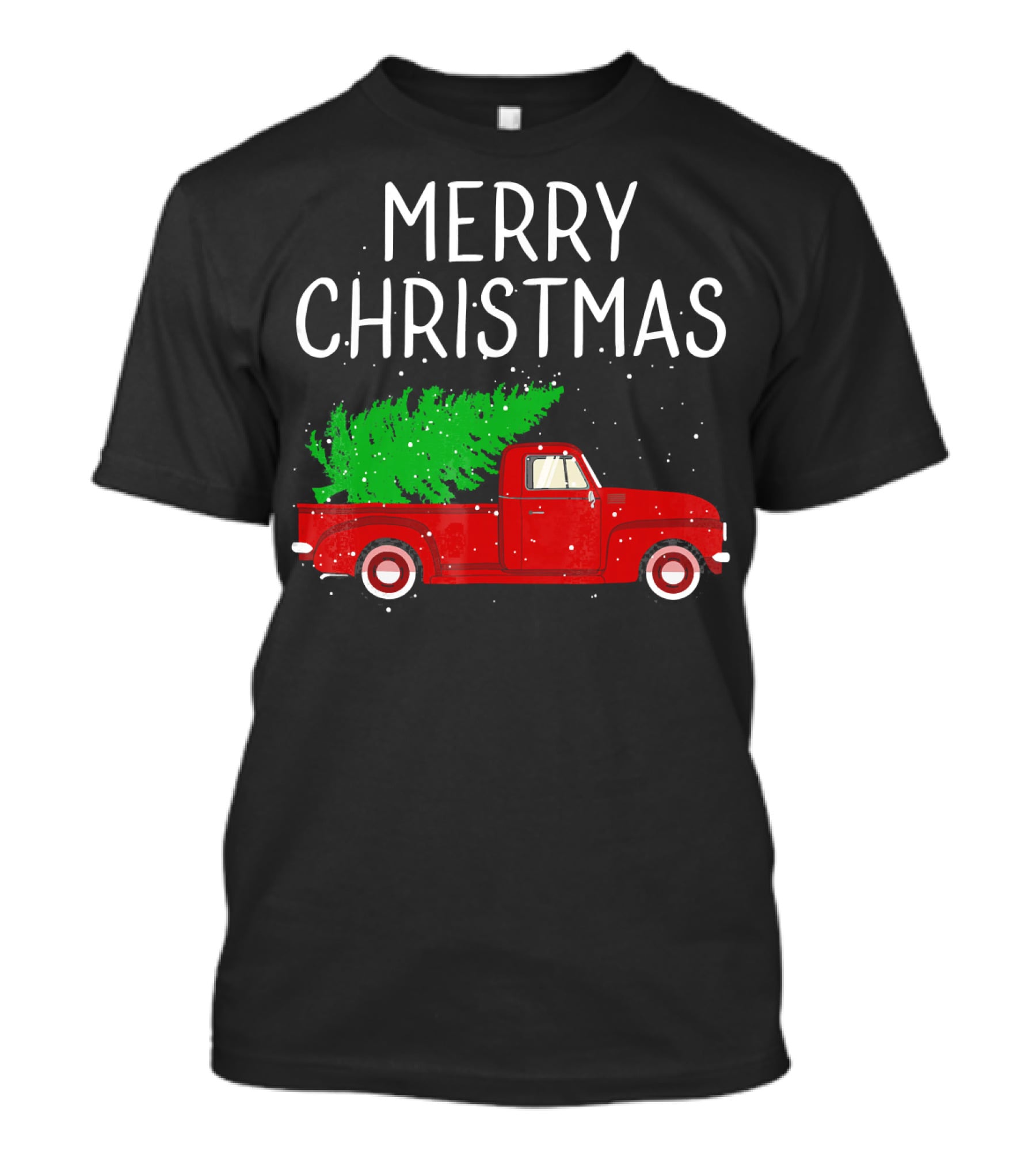 Merry Christmas Vintage Red Truck With Tree T-Shirt
