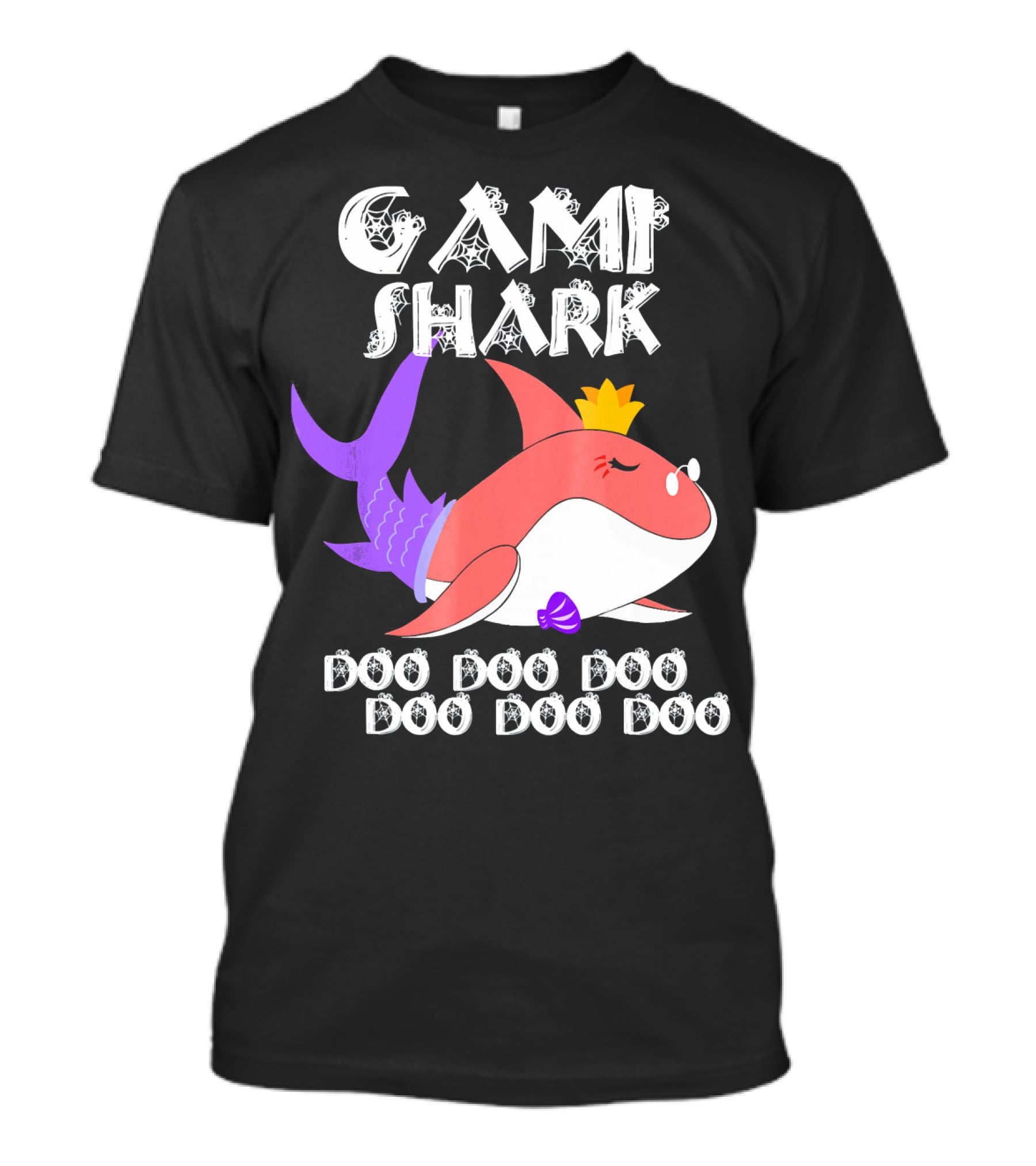 Gami Shark Doo Doo Doo Cute Crowned Shark With Purple Fins T-Shirt