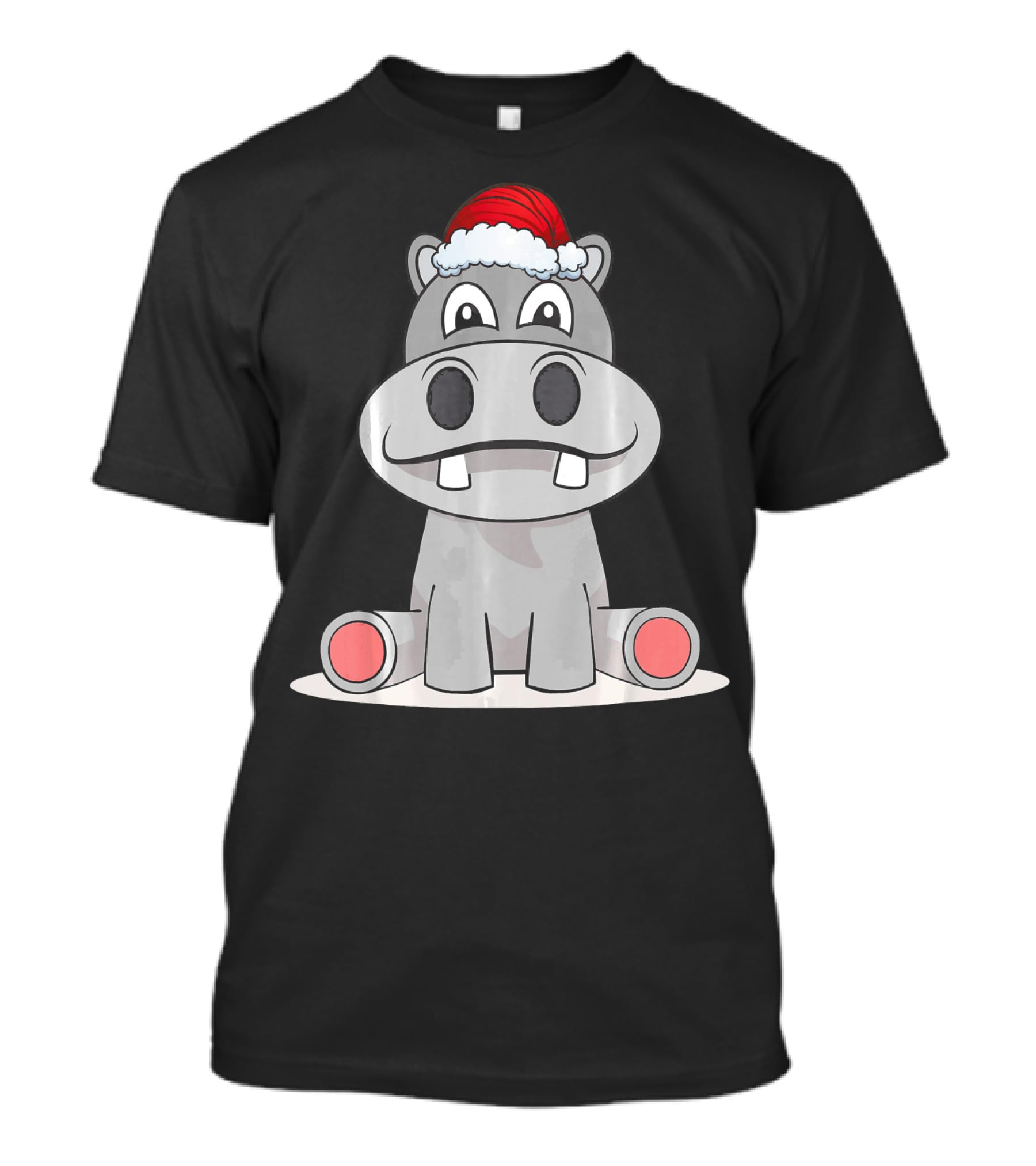 Hippopotamus Christmas Happy Hippo Santa Hat T-Shirt