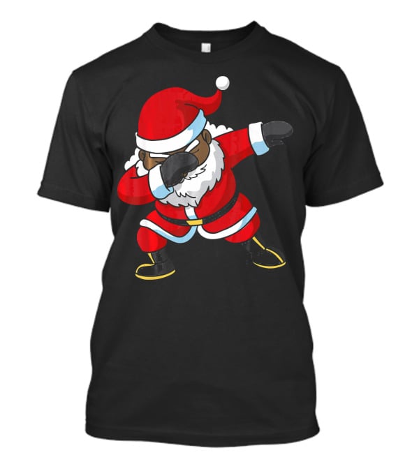 Christmas Dabbing Black Santa Claus Gesture T-Shirt