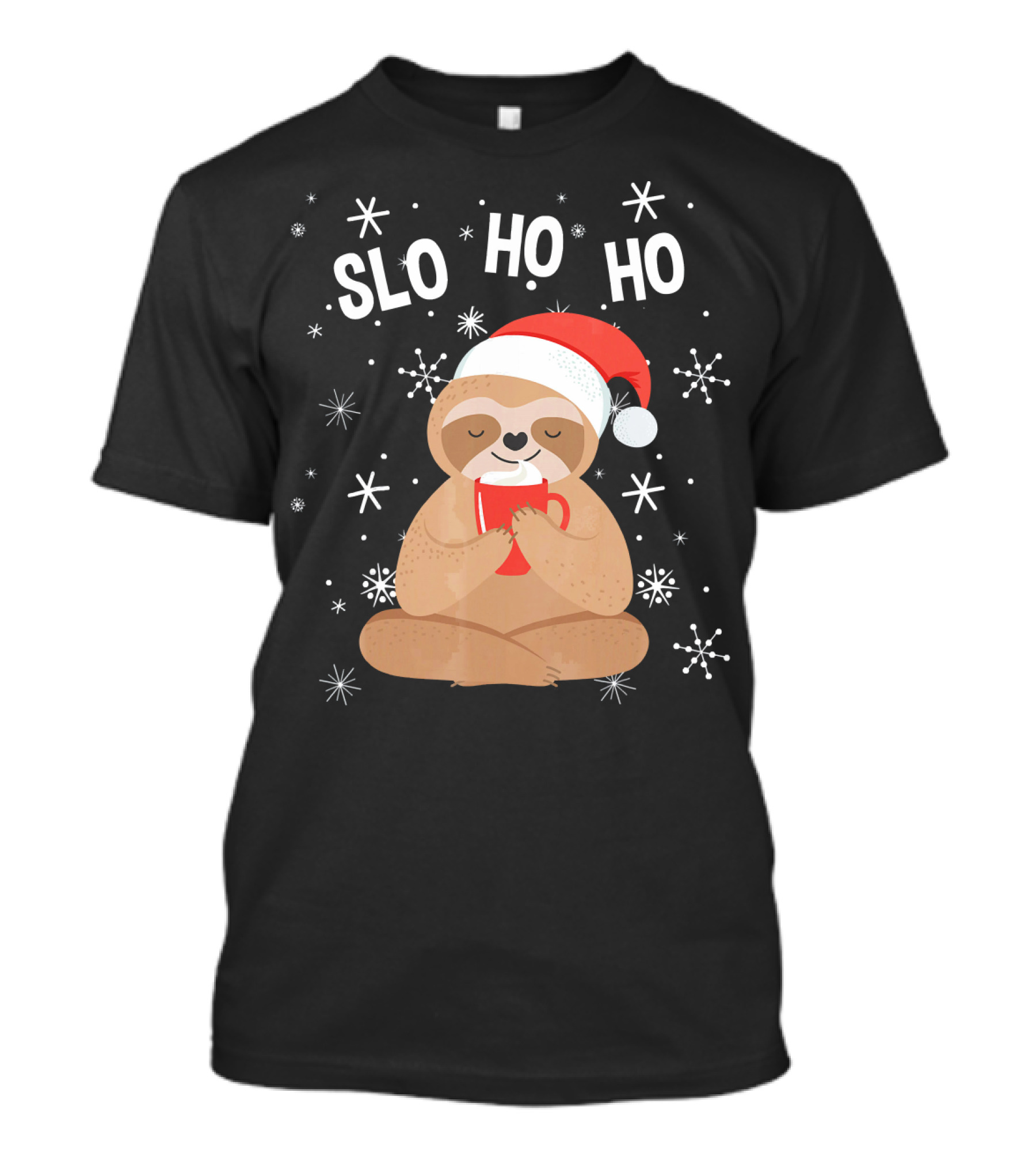 Slo Ho Ho Merry Slothmas Christmas Sloth Santa Hat T-Shirt