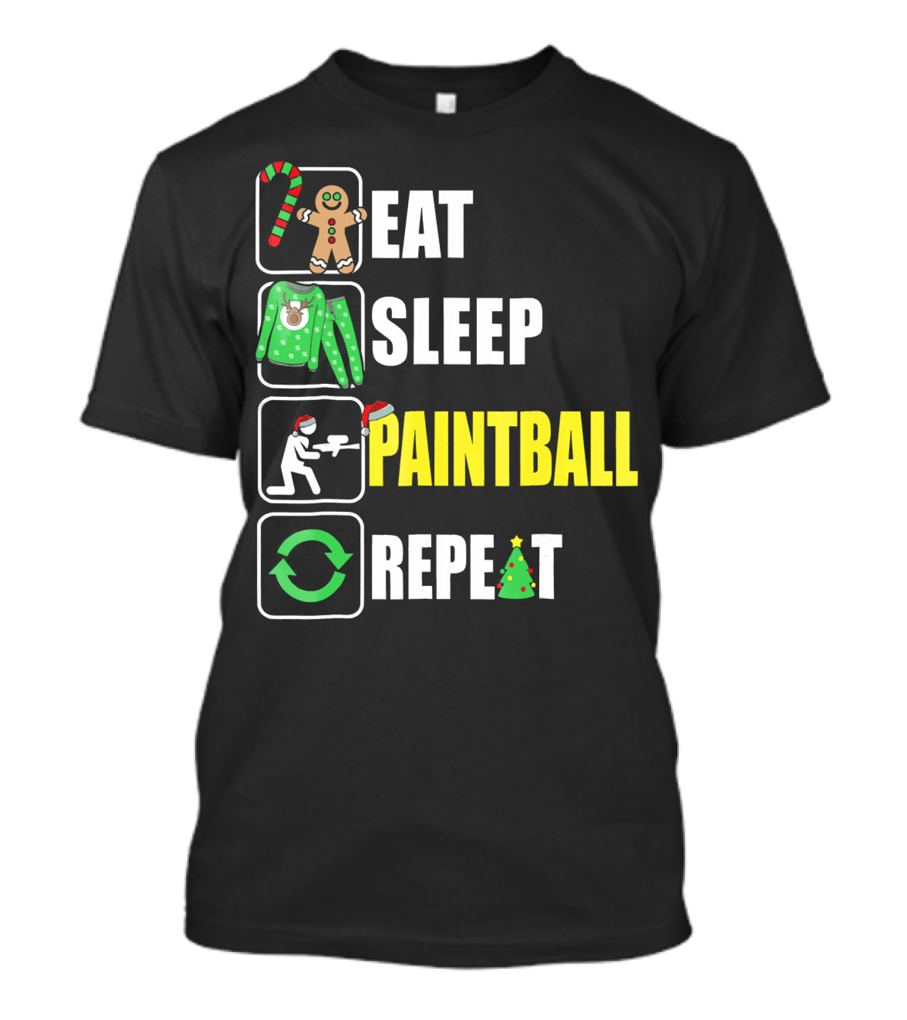 Festive Eat Sleep Paintball Repeat Christmas T-Shirt