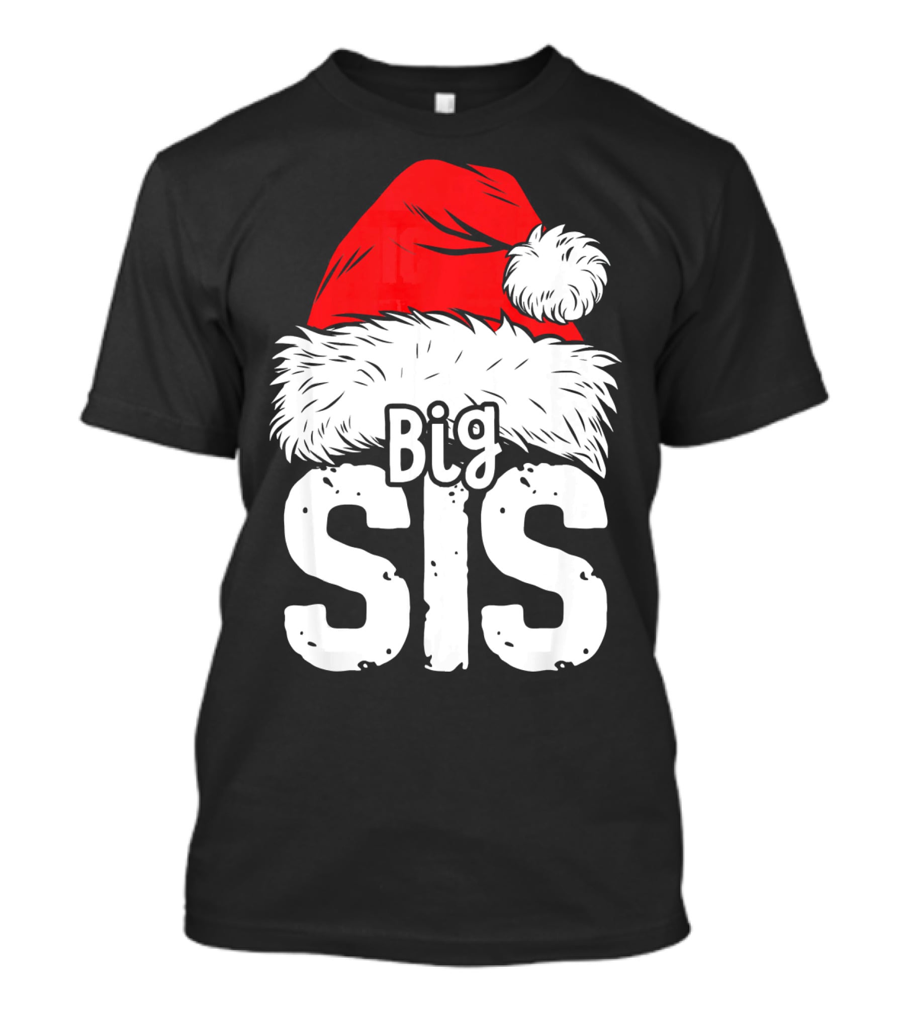 Big Sis Christmas Santa Hat Family T-Shirt