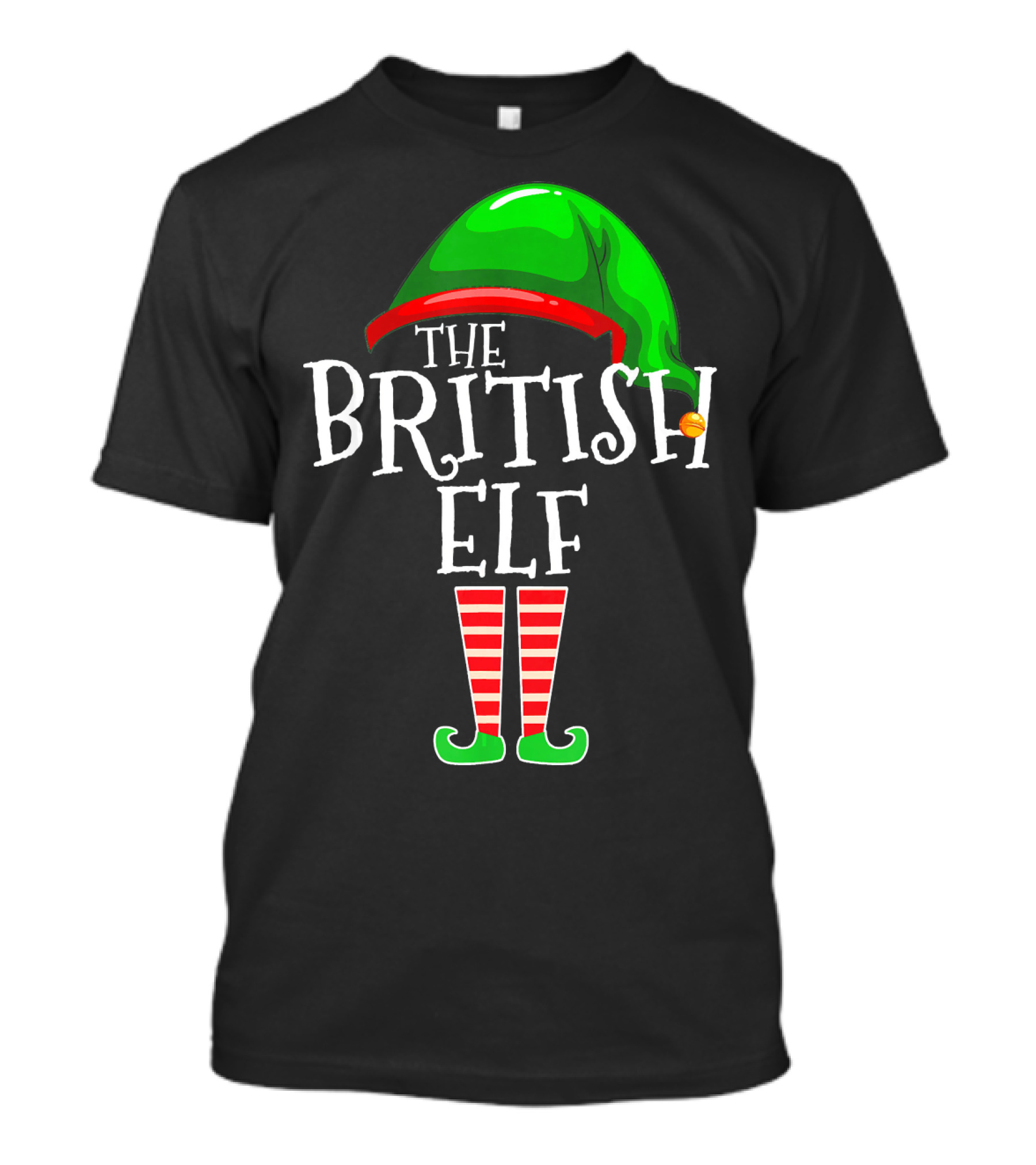 The British Elf Green Hat Red Striped Socks Family Matching Group T-Shirt