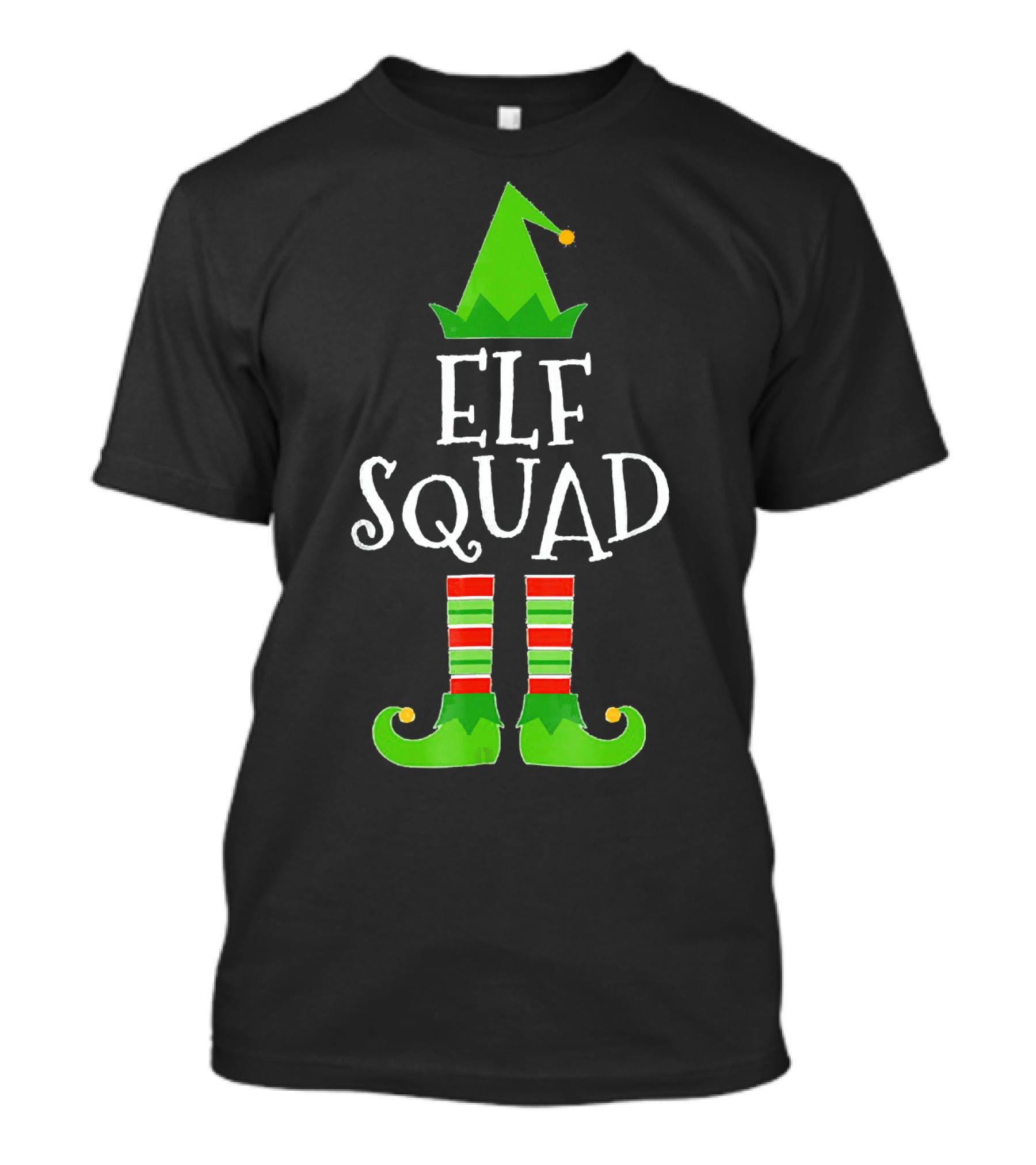 Elf Squad Festive Hat And Striped Shoe Family Group T-Shirt