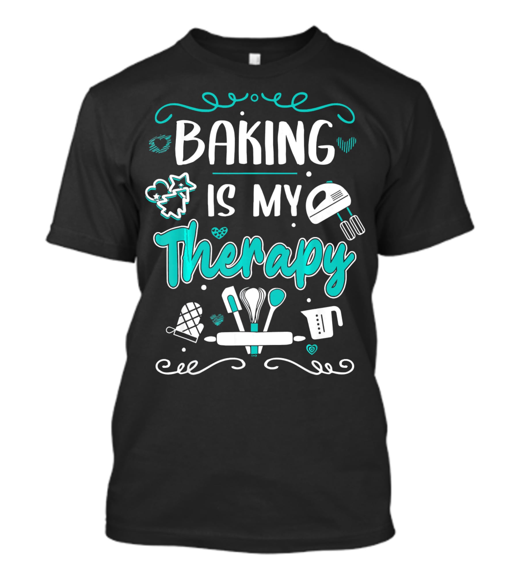Baking Is My Therapy Humorous Pastry Chefs Mixer Mitten Utensils T-Shirt