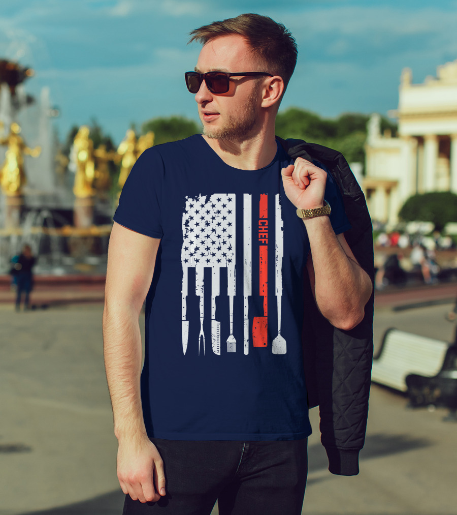American Flag Baking Tools Chef Humorous Pastry T-Shirt