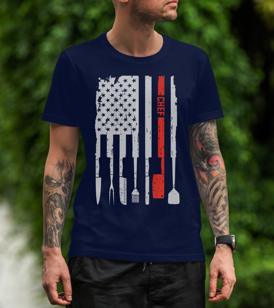 American Flag Baking Tools Chef Humorous Pastry T-Shirt