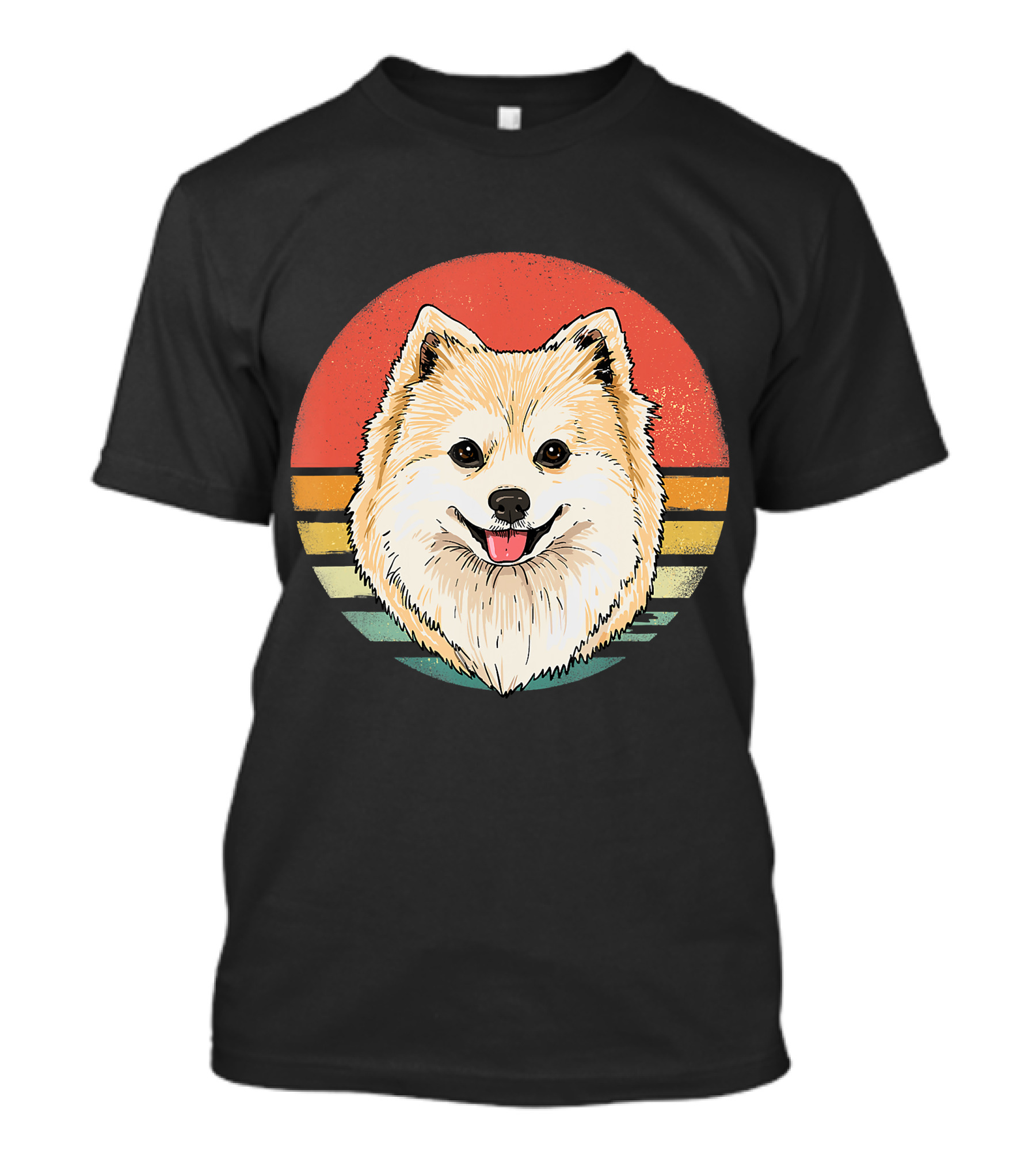 Retro Vintage Pomeranian Dog Breed Sunset Stripes T-Shirt
