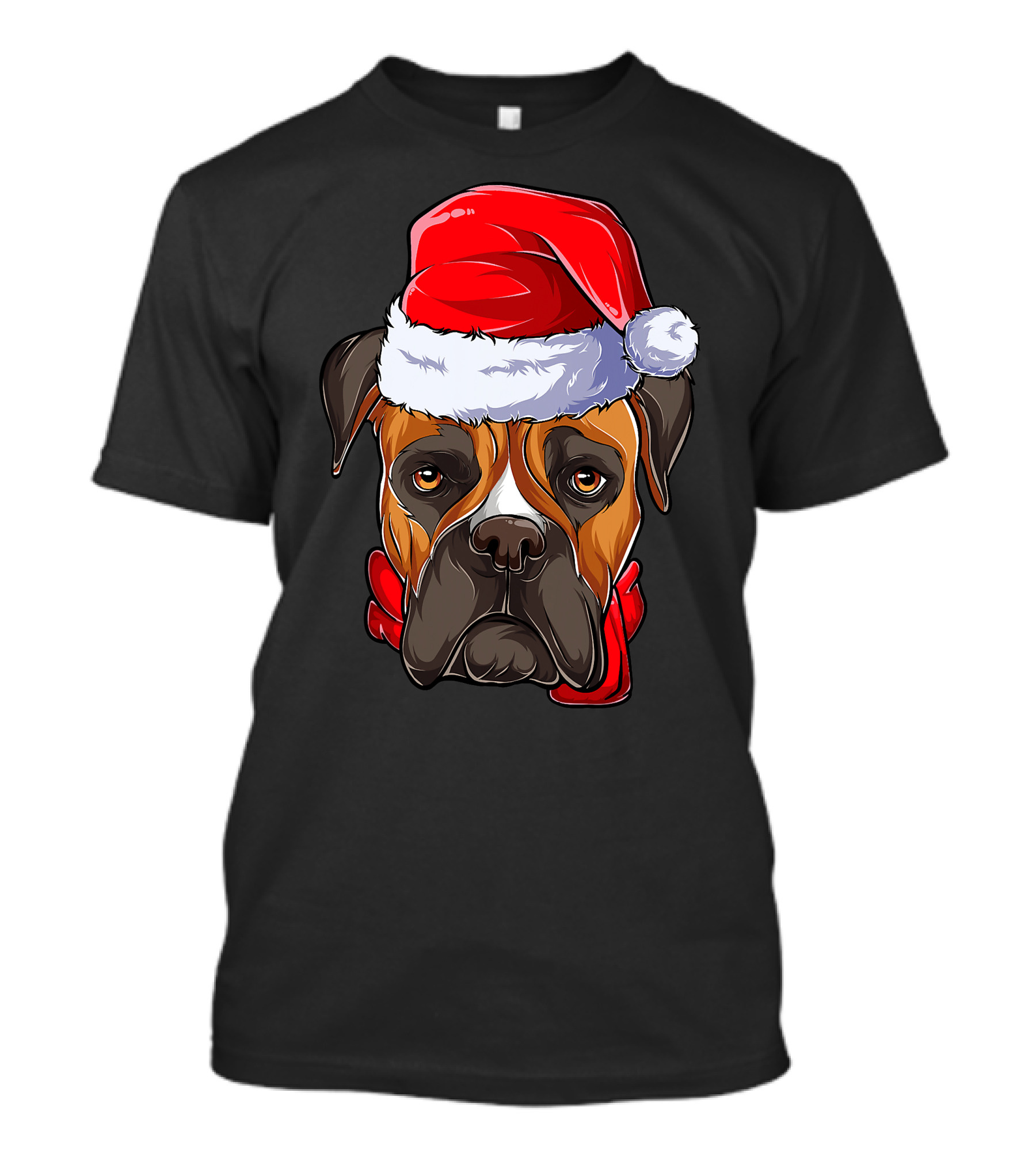 Boxer Dog Santa Hat Christmas Girls T-Shirt