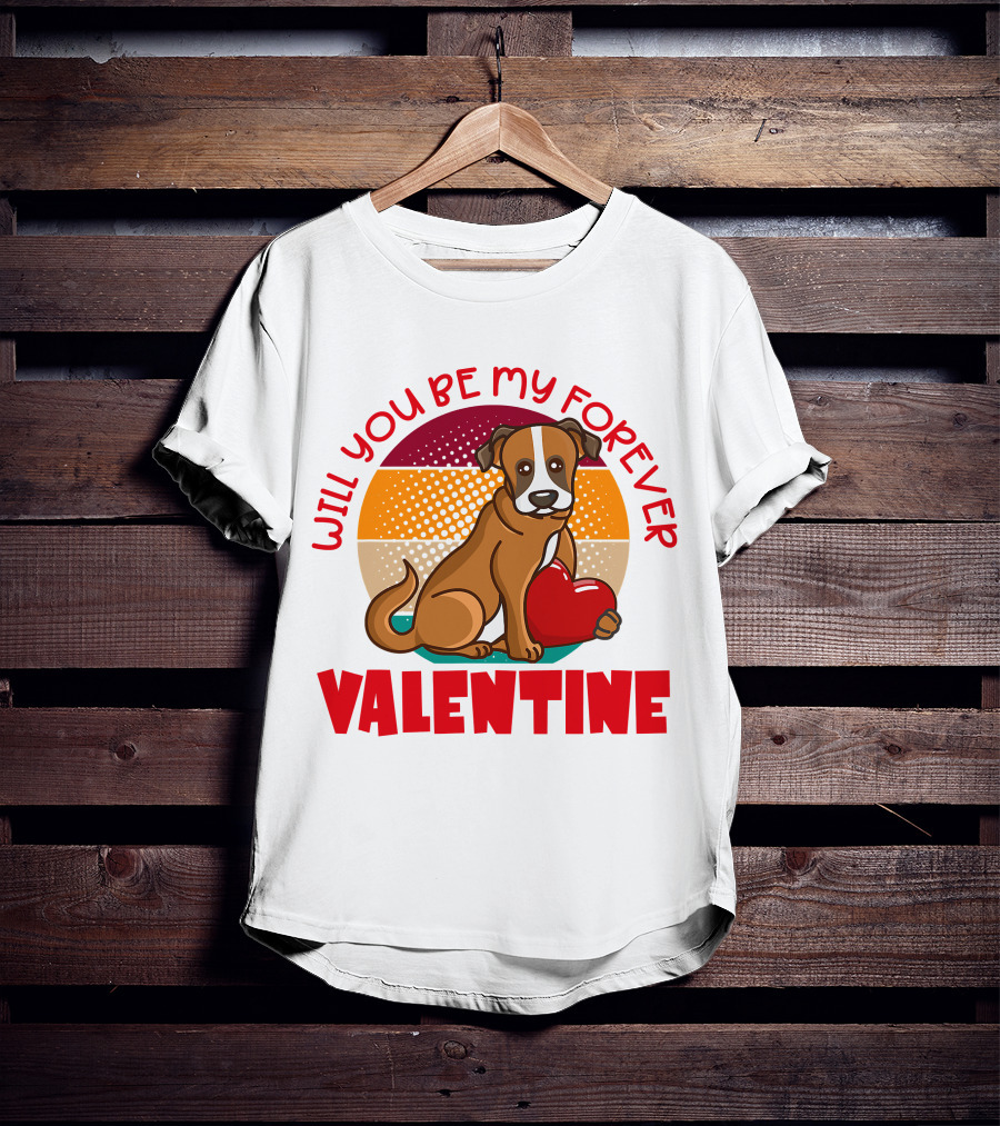 Will You Be My Forever Valentine Boxer Holding Heart T-Shirt