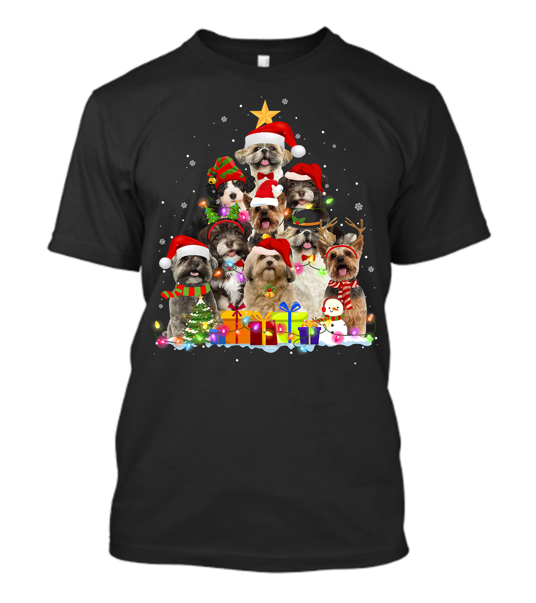 Christmas Pajama Shih Tzu Tree Xmas Dog Dad Gifts T-Shirt