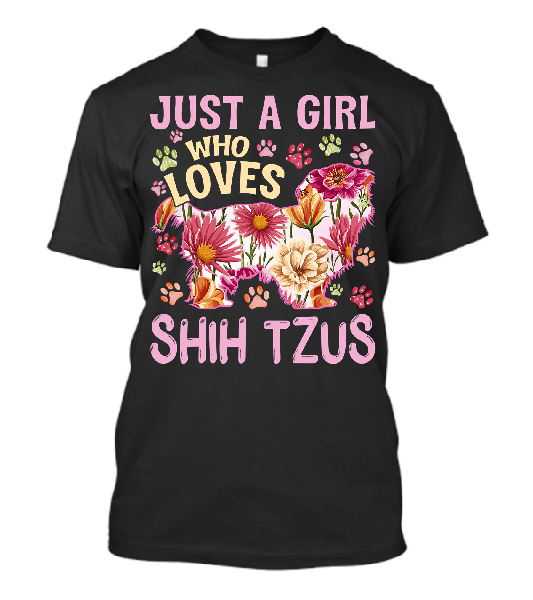 Just A Girl Who Loves Shih Tzus Floral T-Shirt