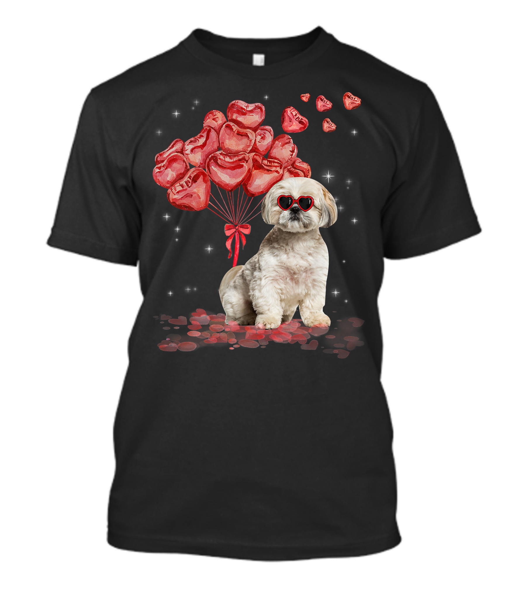 Shih Tzu Heart Balloons Funny Valentines Day Dog Dad Mom T-Shirt