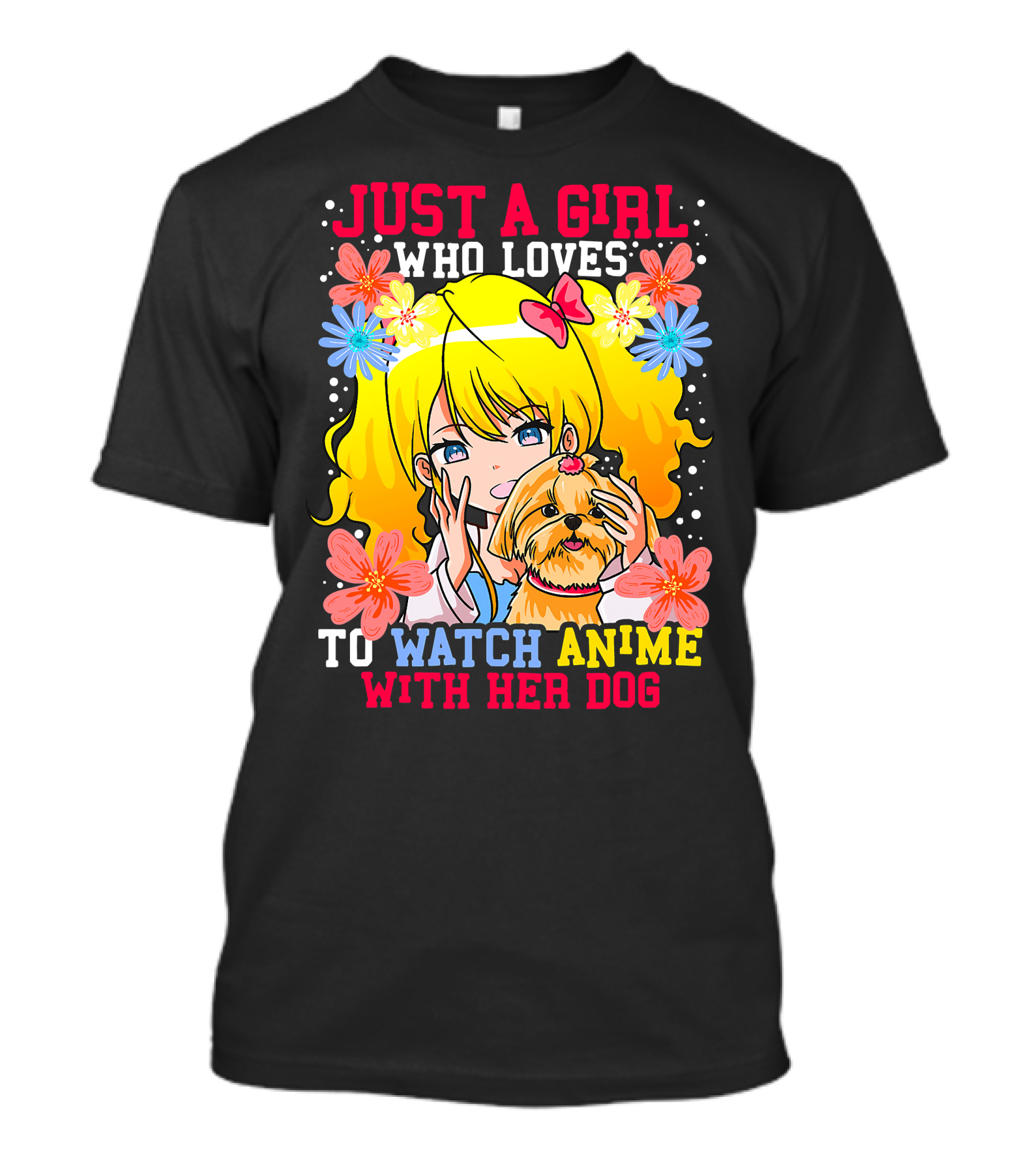 Just A Girl Watch Anime With Her Dog Shih Tzu Pup Manga T-Shirt