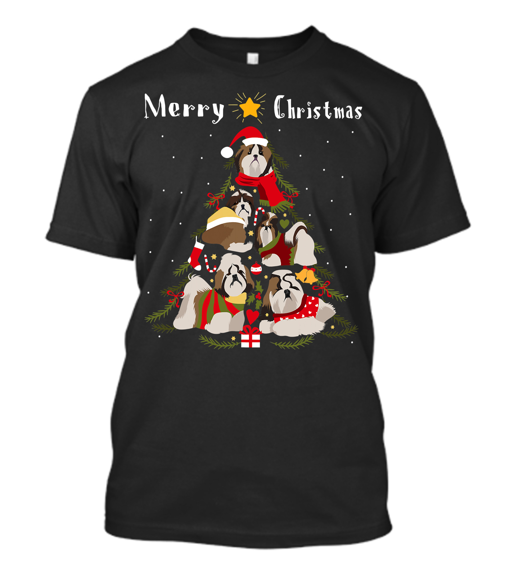 Merry Christmas Shih Tzu Xmas Tree T-Shirt