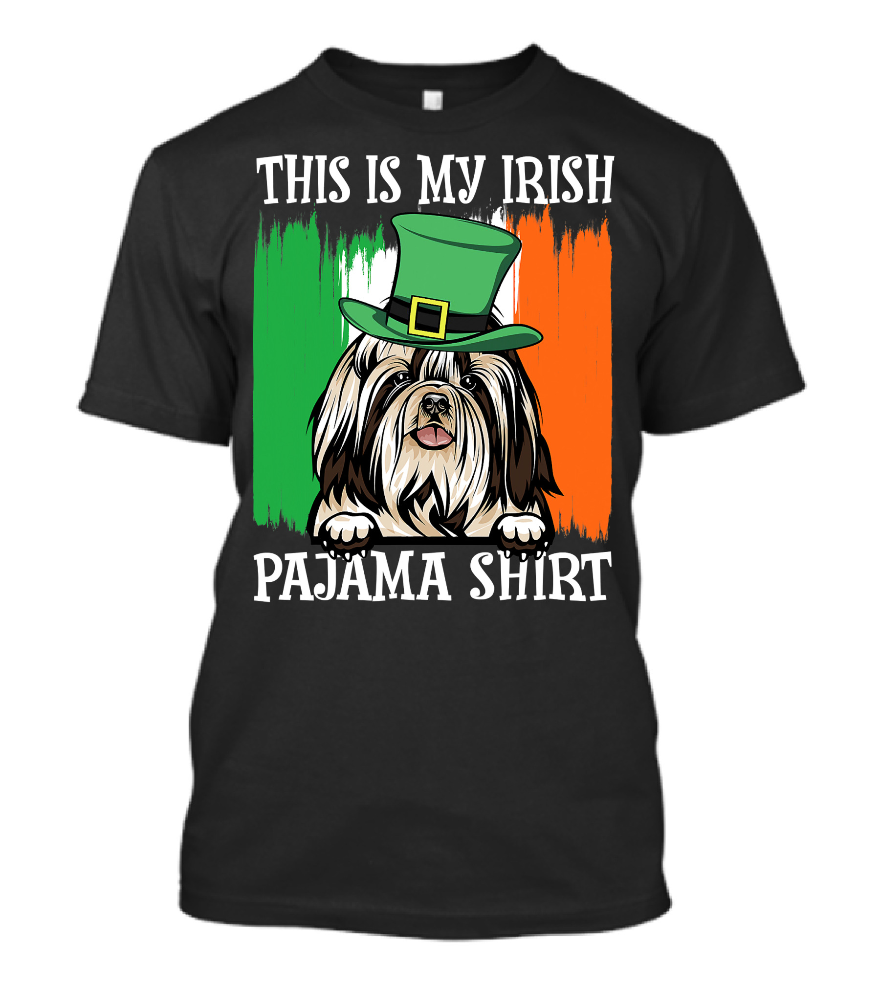 St Patrick's Day Shih Tzu Irish Flag Hat Pajama Vibe T-Shirt