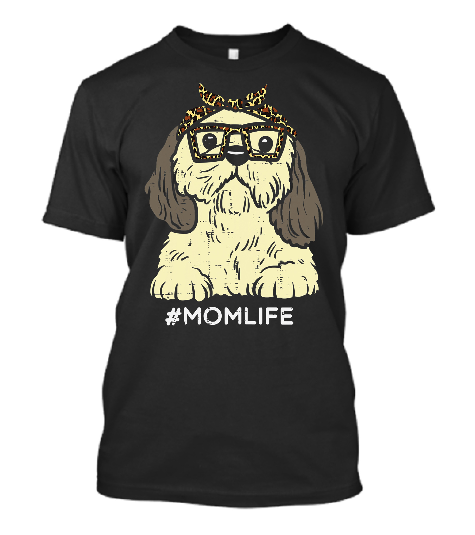 Shih Tzu Leopard Bandana Glasses #MomLife Mothers T-Shirt