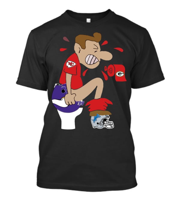 Kansas City Chiefs Rivalry Humor With Vikings Packers And Lions Toilet Theme T-Shirt