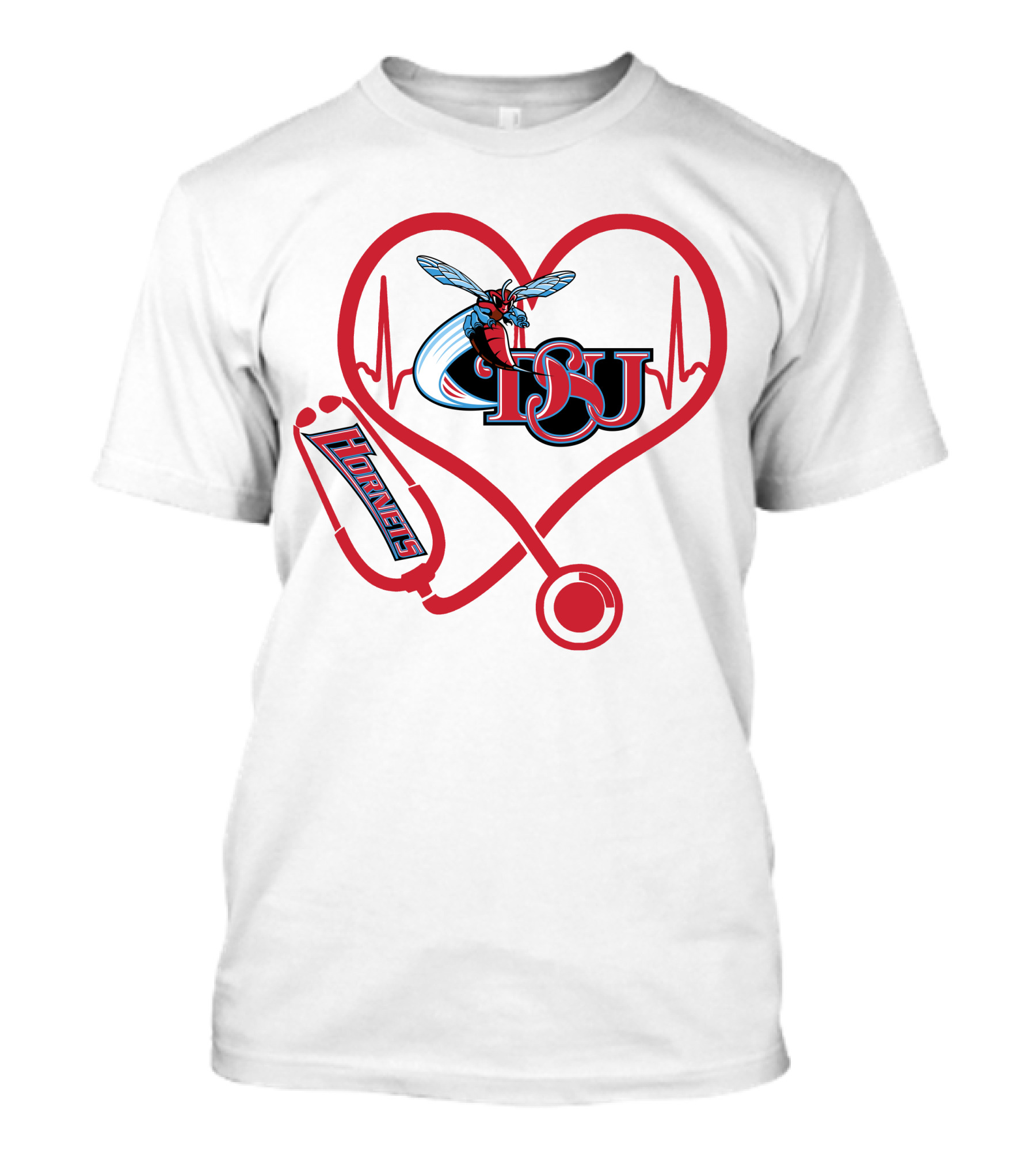 Delaware State University Hornets Nurse Healthcare Heartbeat T-Shirt