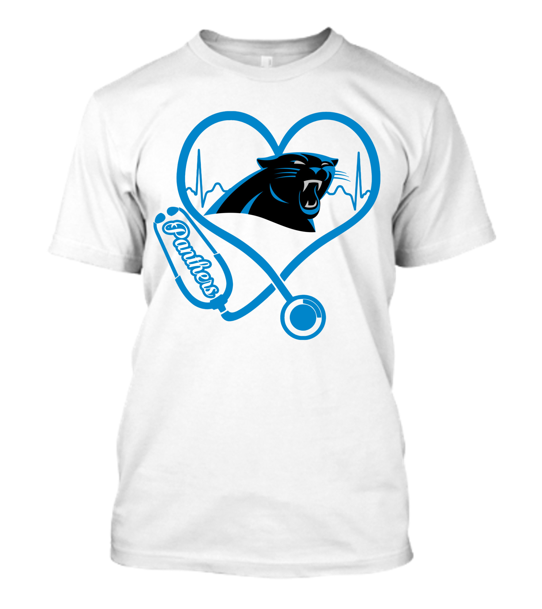 Carolina Panthers Nurse Heartbeat Stethoscope Panther T-Shirt