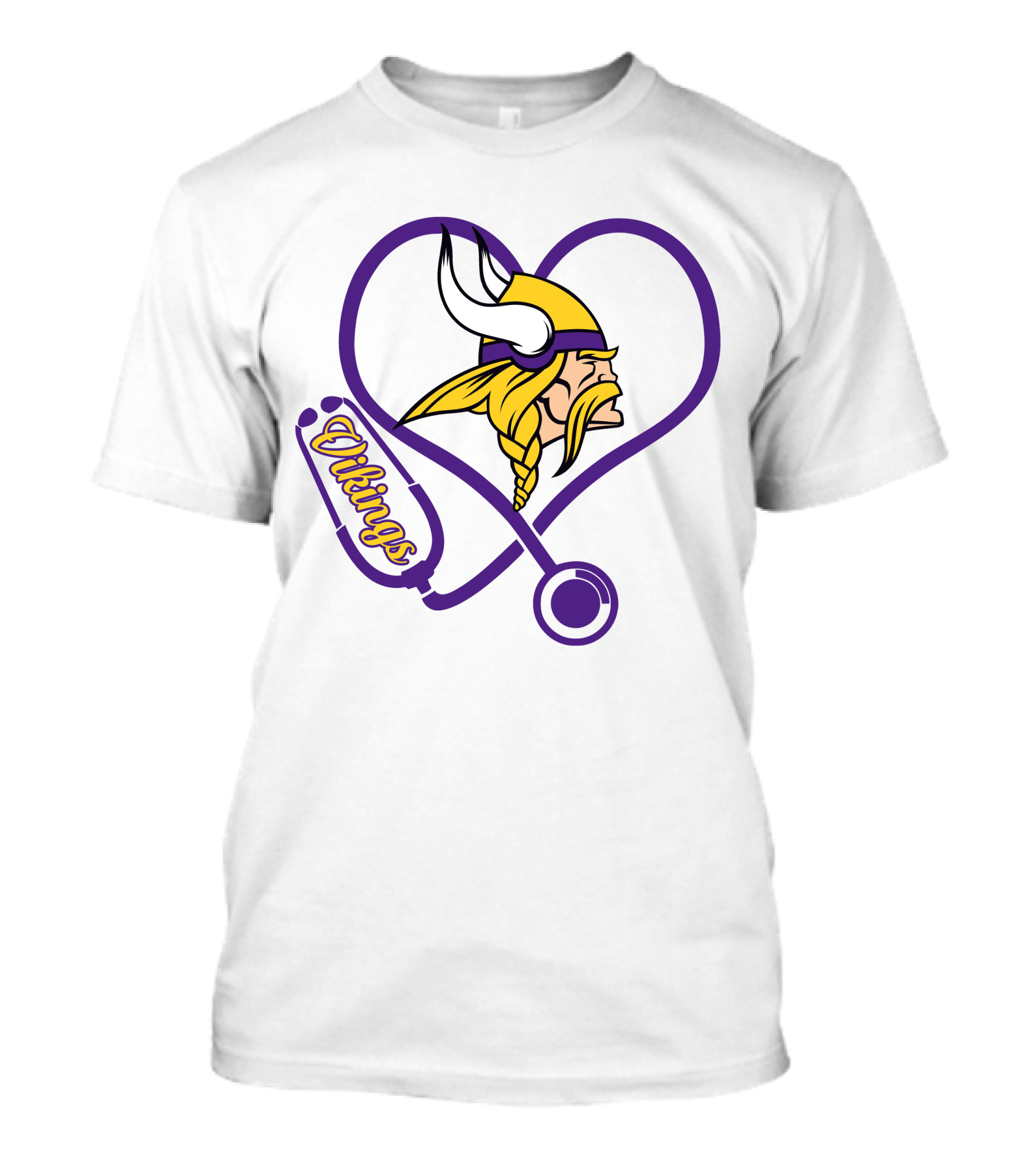 Minnesota Vikings Nurse Heart Stethoscope T-Shirt