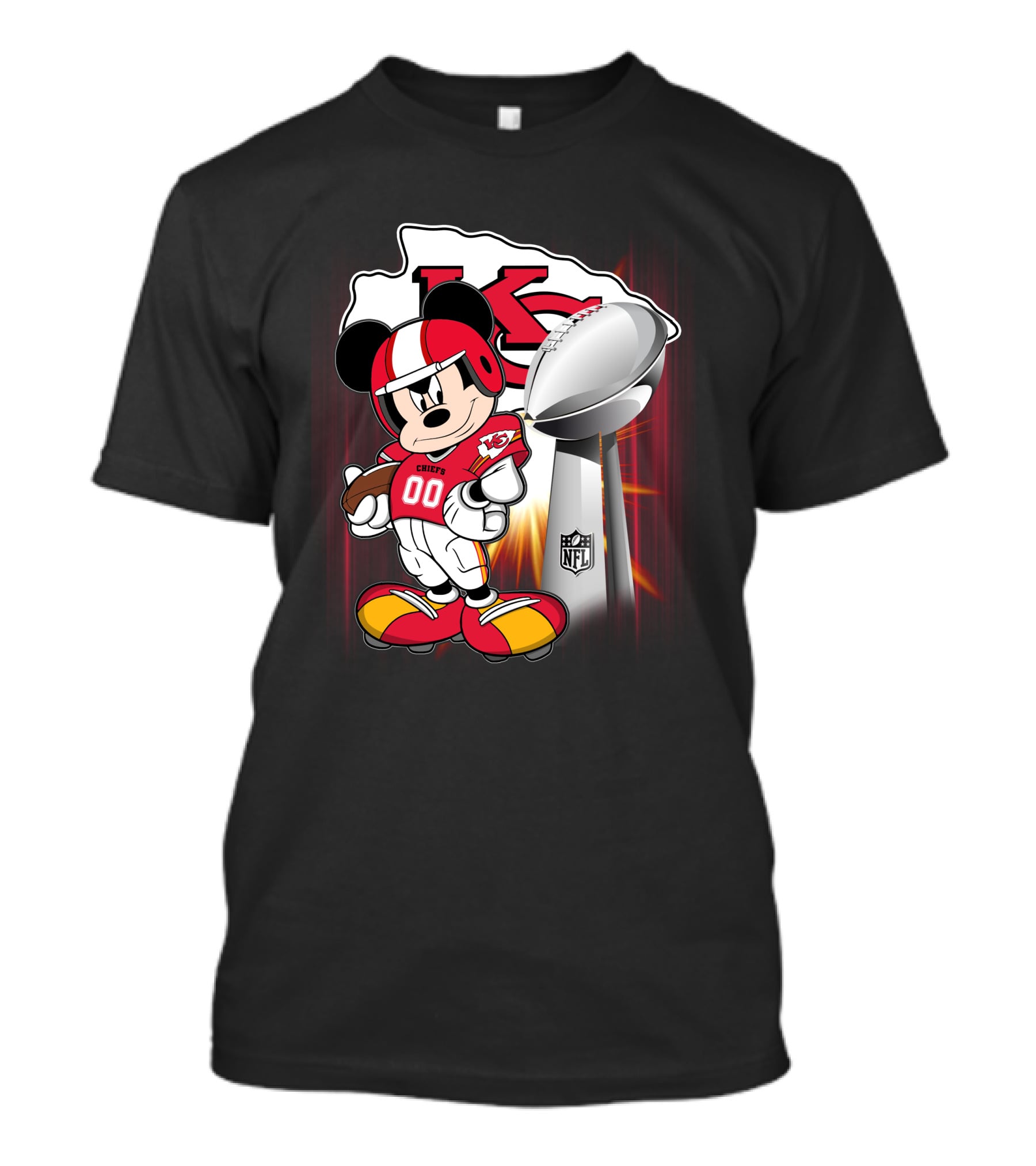 Kansas City Chiefs Mickey Mouse NFL Trophy T-Shirt